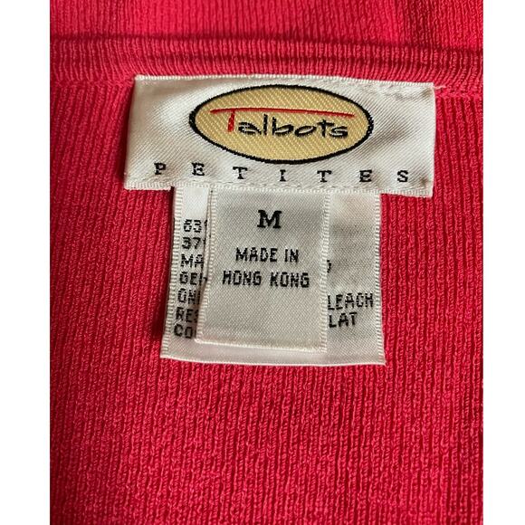 Talbots Petites Women's Punch Pink Button Front 3/4 Slv Sweater Cardigan Size M - Picture 9 of 10